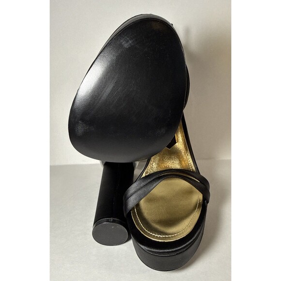 Jessica Rich Shoes Women Size 40 EU Black Clear Heel Satin Strap Platform Sandal - Picture 6 of 12